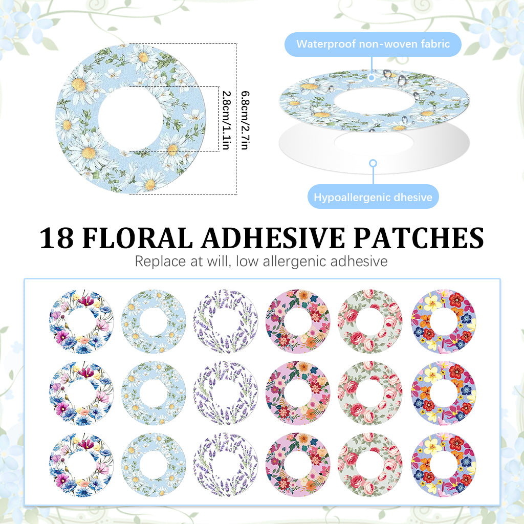 HANNEA 18Pcs Self Adhesive Patch Stickers for Freestyle Libre Sensor, Floral Print CGM Patch Tape, Non-woven Glucose Monitor CGM Patches Covers for Libre 3/2/1 Sensor HANNEA 18Pcs Self Adhesive Patch Stickers for Freestyle Libre Sensor, Floral Print CGM Patch Tape, Non-woven Glucose Monitor CGM Patches Covers for Libre 3/2/1 Sensor
